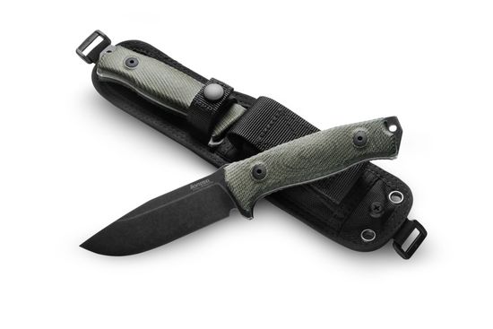 Нож фиксированный Lion Steel M5 CVG R - черный клинок Sleipner, рукоять микарта зеленая