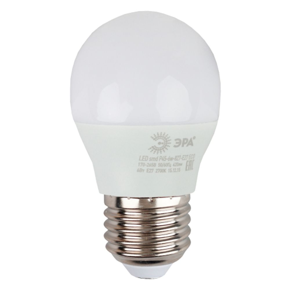 Лампа светодиодная ЭРА RED LINE LED P45-8W-827-E27 R 8Вт шар теплый белый свет E27 | Лампы cветодиодные Шар (G/P)