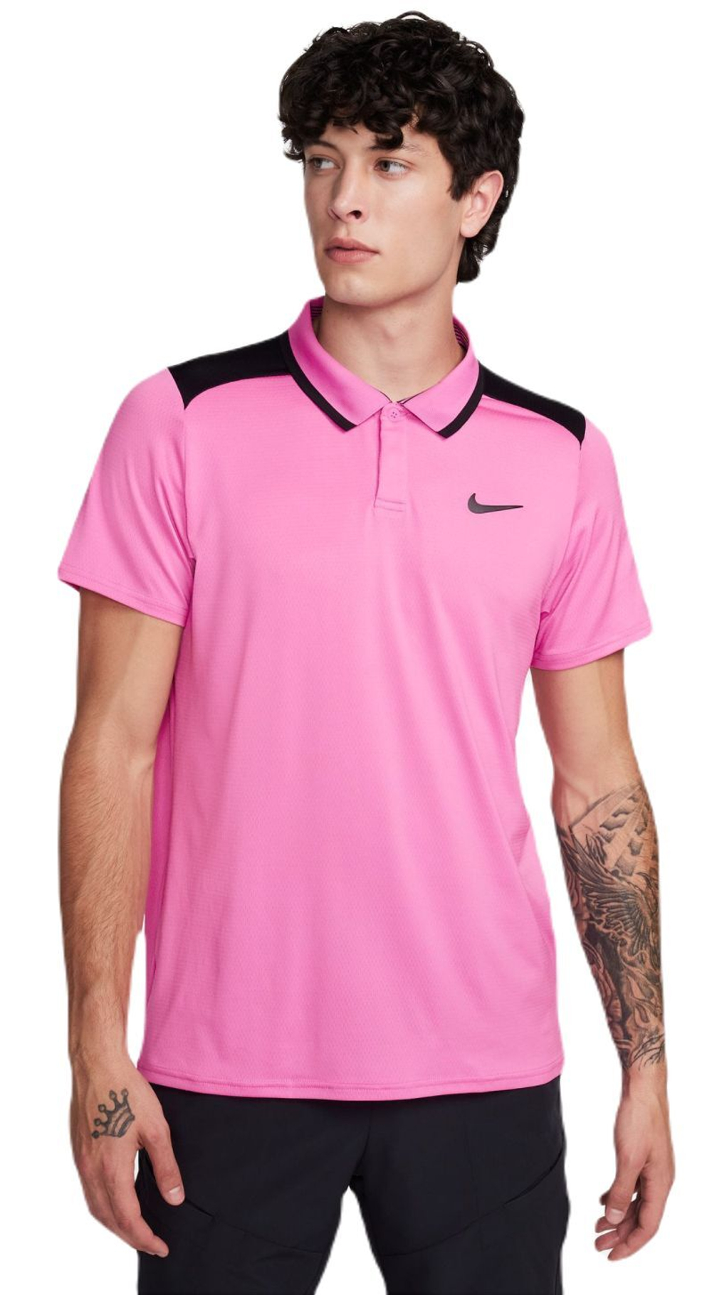 Мужское теннисное поло Nike Court Dri-Fit Advantage Polo - playful pink/black/black