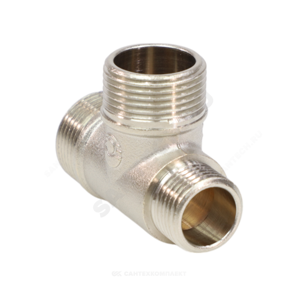 Тройник латунь никель переходной Ду 15х20х20 (1/2"х3/4"х3/4") НР/НР/НР VALFEX VF.131.N.034