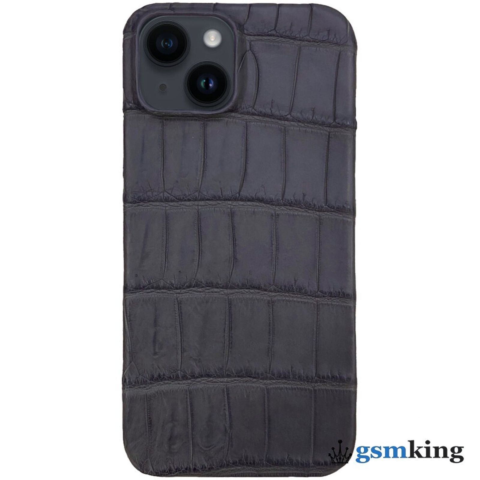 Leather Case for iPhone 14 Croco Gray (Серый крокодил)