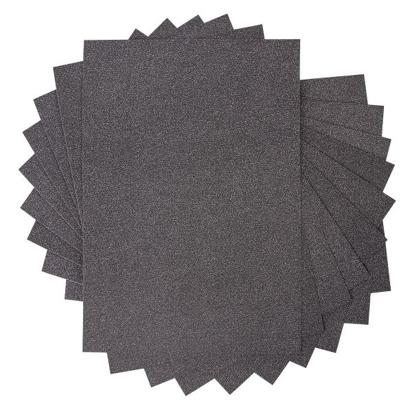 Бумага цветная глиттерная 250 г/м², А4, 21х29.7 см, 10 шт, 07-черный (black), Vista-Artista GLIT-A4