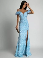 вечернее платье с пайетками и перьями + plus size