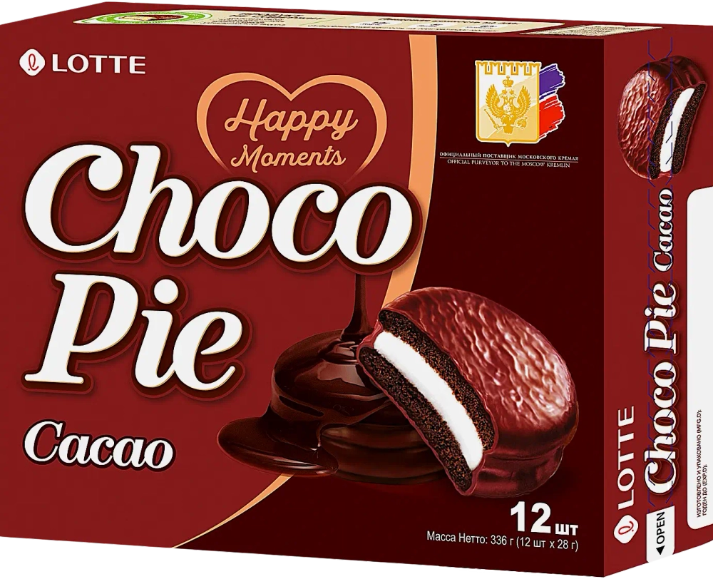 Печенье Choco Pie Cacao в глазури Lotte 12 шт 350г
