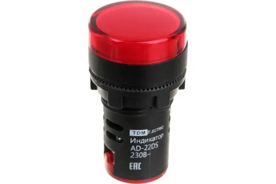 Лампа сигнальная TDM LED AD-22DS 220В красная 28001