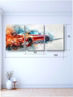 Картина Красный дрифт модульная 50x70см 3шт.