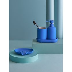 Набор ванных принадлежностей с подставкой Flow, синий индиго, 4 пред.