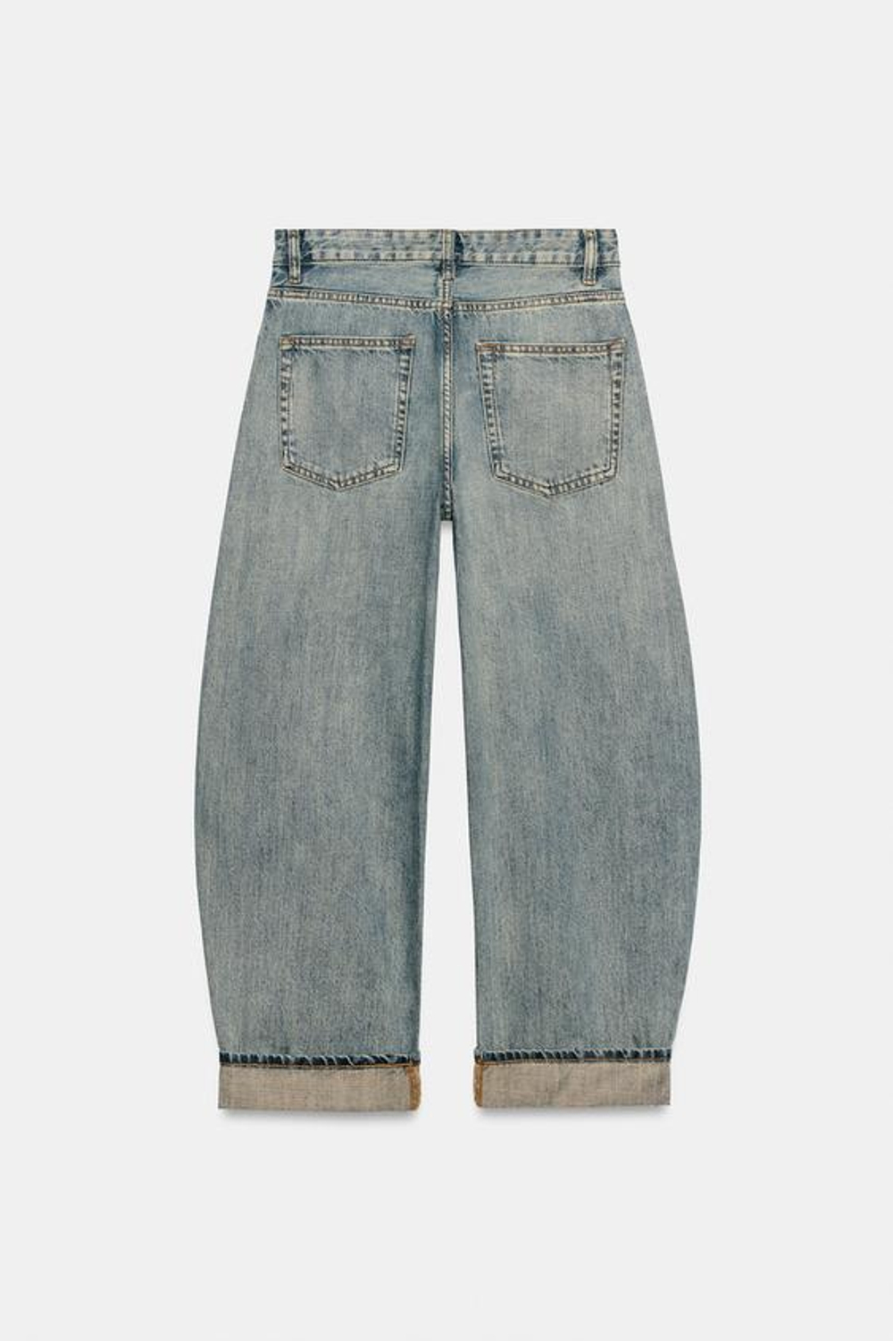 ZARA ДЖИНСЫ BALLOON CUFFED СО СРЕДНЕЙ ПОСАДКОЙ — ZW COLLECTION, КОРОЛЕВСКИЙ СИНИЙ