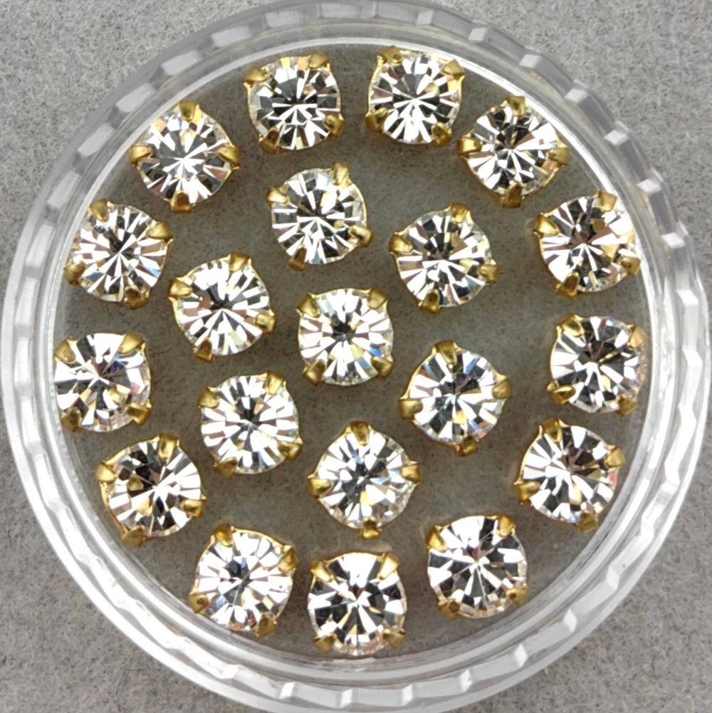 Шатоны Preciosa MAXIMA в оправах, Crystal/Gold