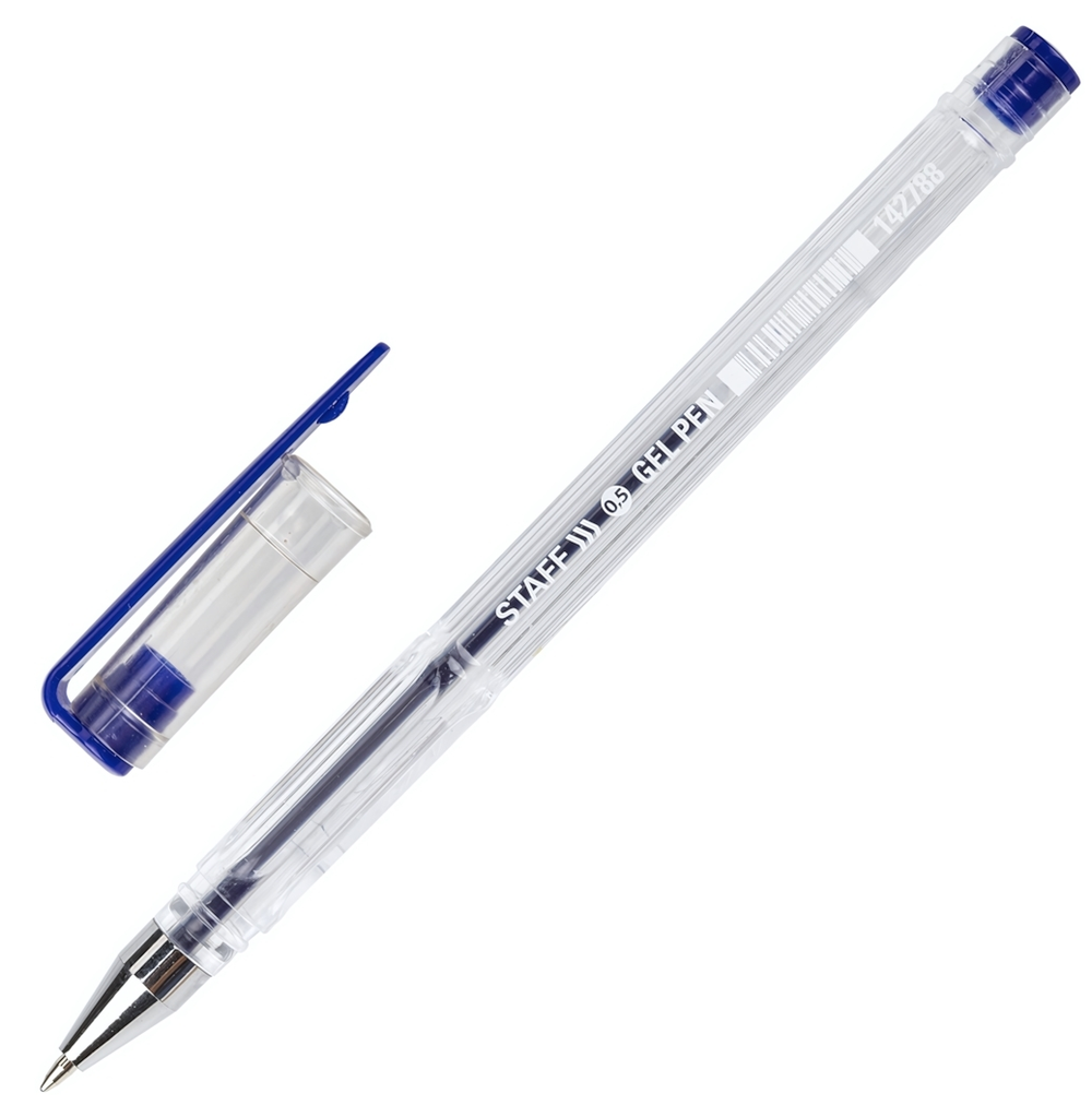 Ручка гелевая 0.5мм. линия 0,35мм. "Basic GP-789" синяя (STAFF)