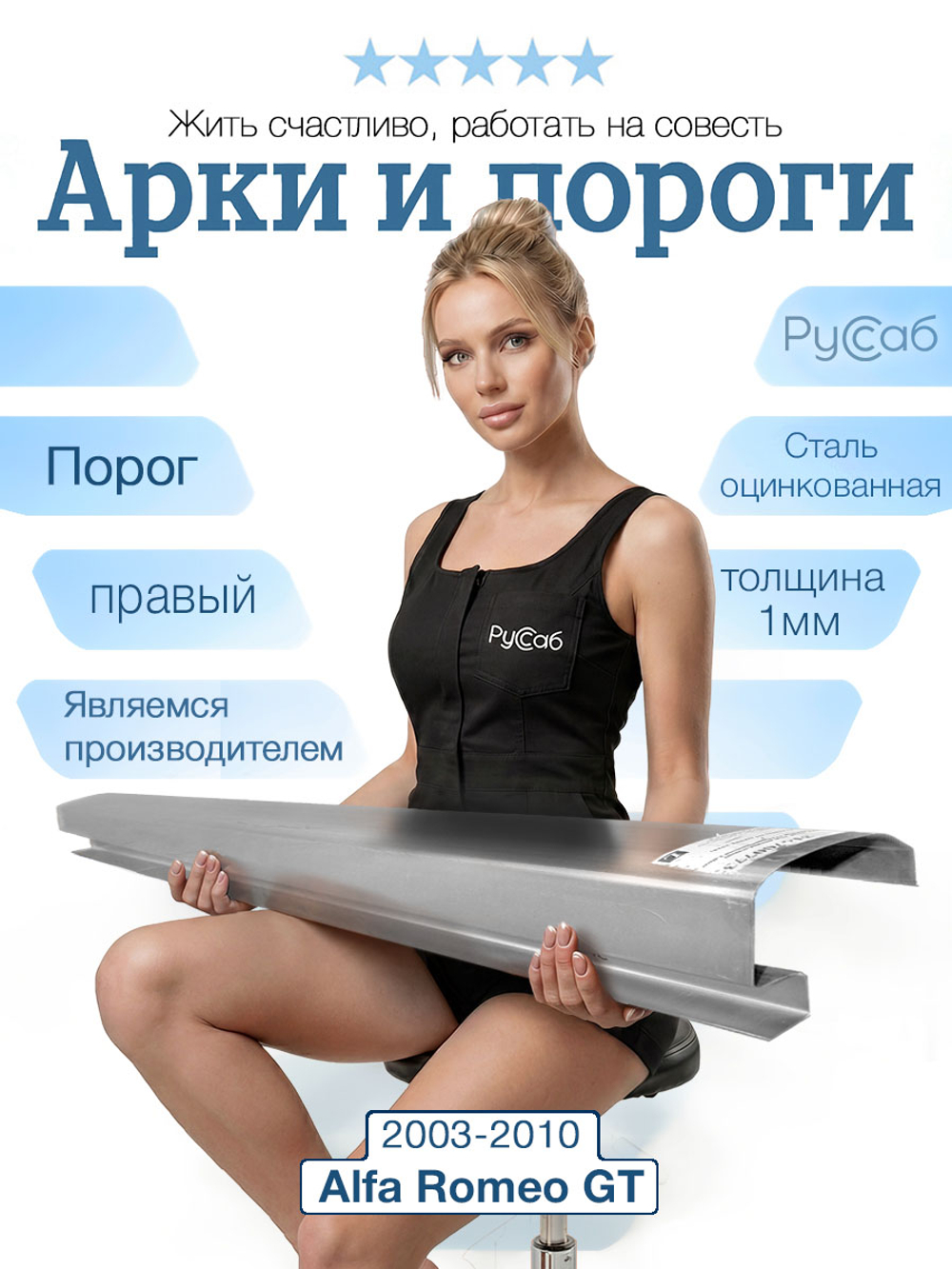 Порог правый Alfa Romeo GT 2003-2010 (1мм)