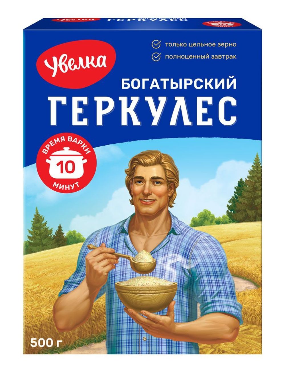 Геркулес Увелка Хлопья овсяные Богатырский 10 минут 500г
