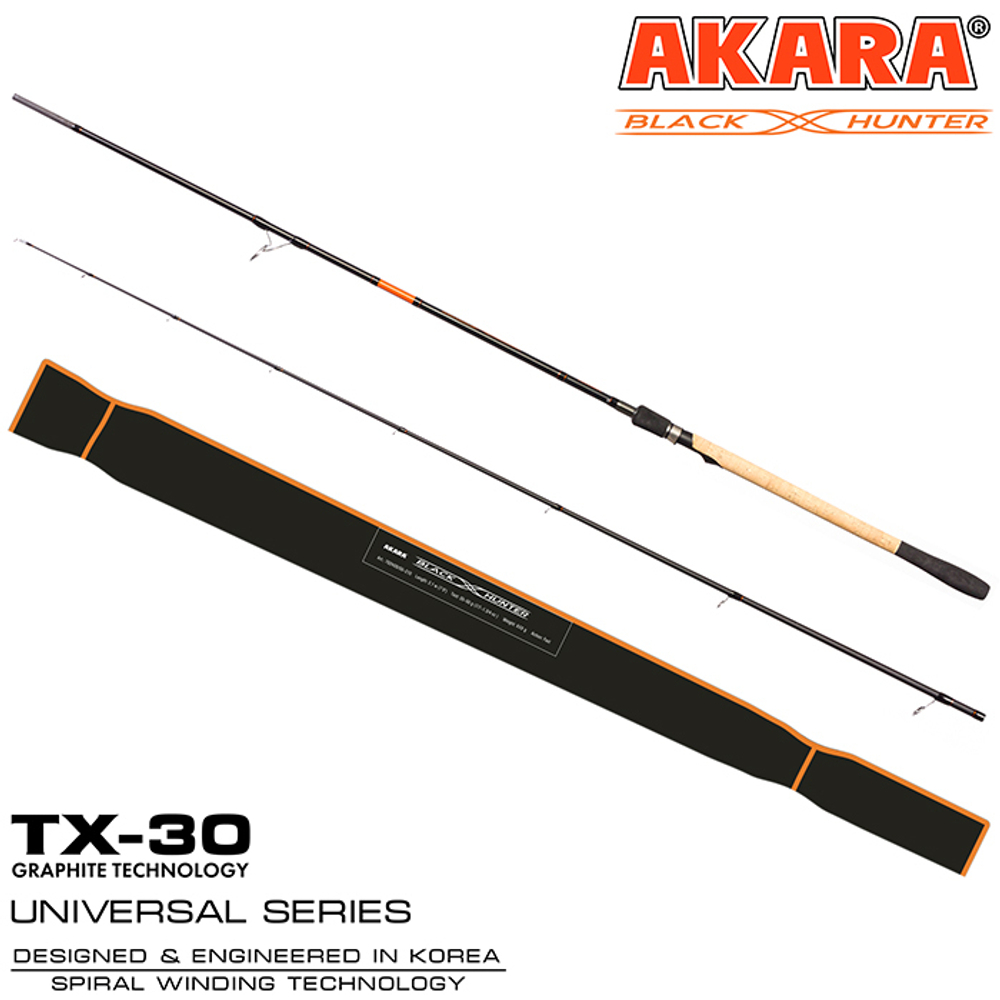 Спиннинг штекерный угольный 2 колена Akara Black Hunter (28-80) XH802 2,44 м