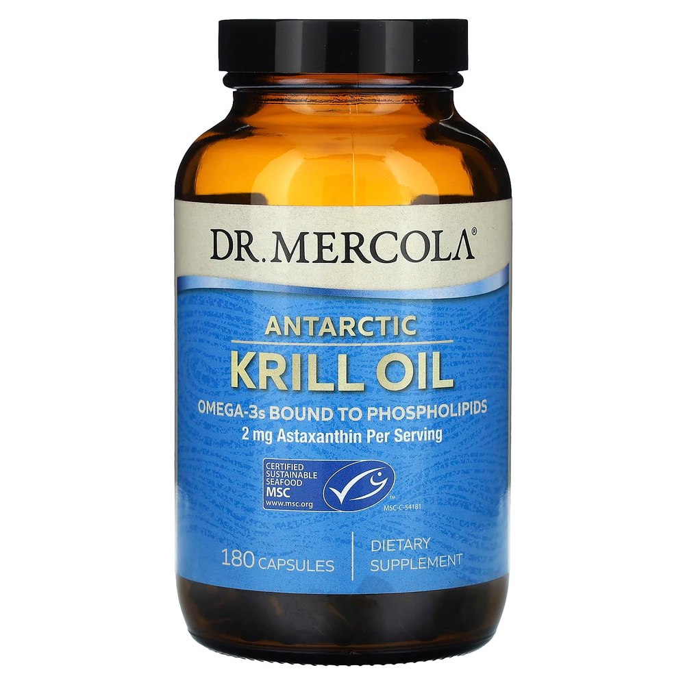 Dr. Mercola, Масло антарктического криля, 180 капсул