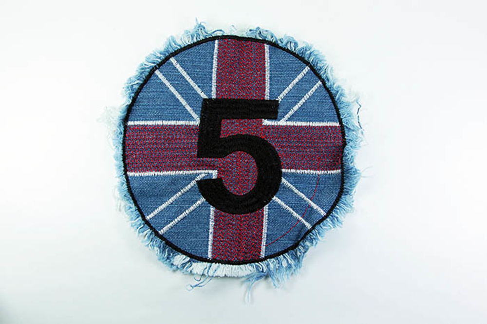 Нашивка Британский флаг "5" (большая) джинсовая