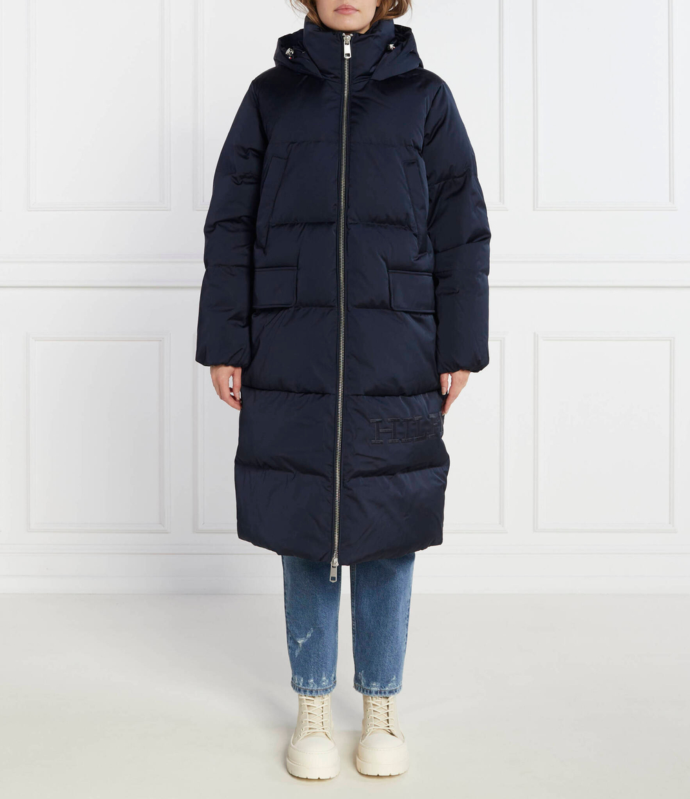 Пуховое пальто SATEEN HOODED MAXI Tommy Hilfiger - темно-синий(WW0WW40834)