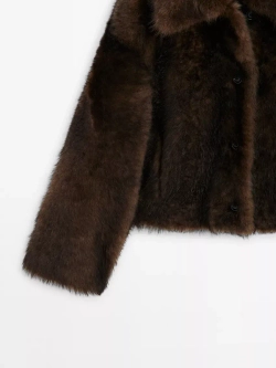 Massimo Dutti Короткая шуба из овечьей кожи, коричневый