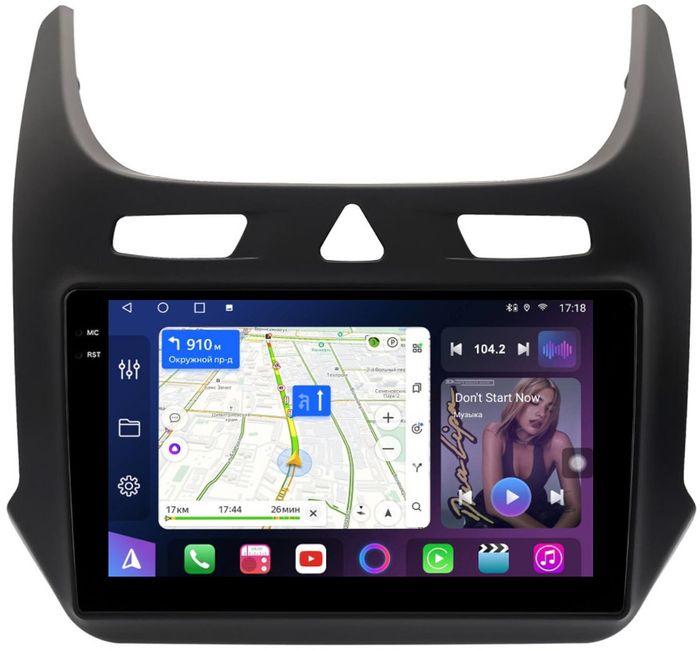 Магнитола для Chevrolet Cobalt 2011+, Ravon R4 (рамка черная матовая) - FarCar S500-TS10 монитор 9.5" QLED на Android 14, Быстрая, CarPlay, 4G SIM-слот