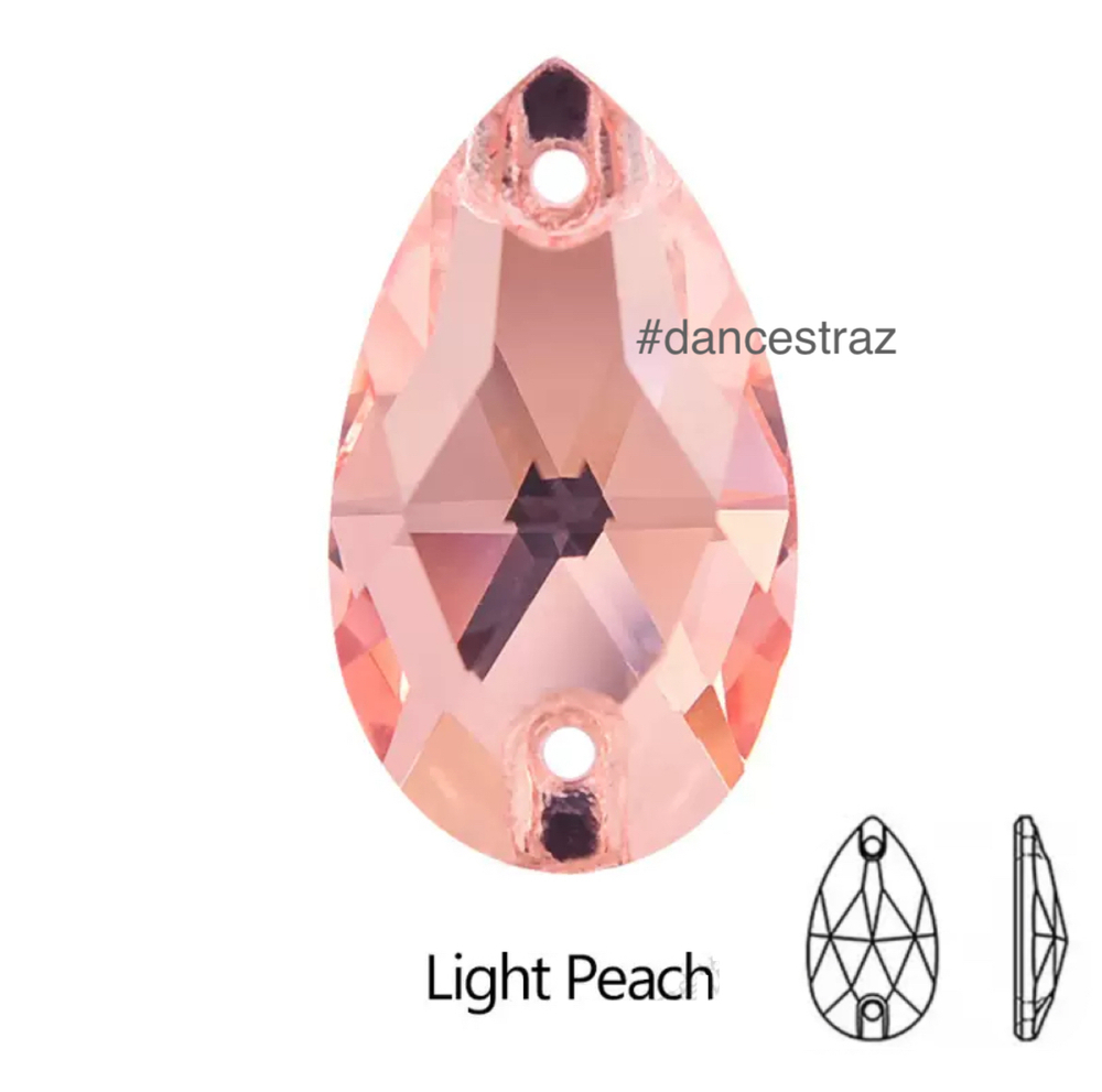 Стразы пришивные, Teardrop, Light Peach, 362, 16*25mm, (36 ea/pkg), 5A+, (F2)