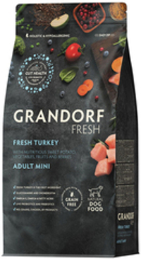Grandorf Fresh 3кг Holistic Mini Turkey&Sweet Potato Сухой корм для собак малых пород, свежее мясо индейки с бататом
