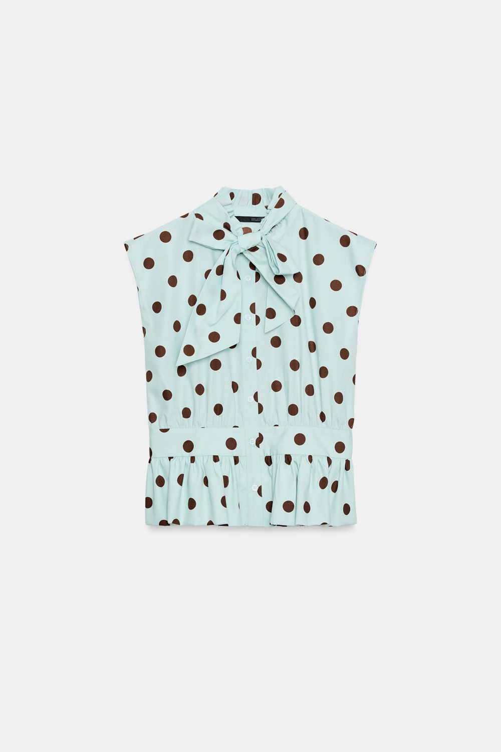 РУБАШКА В ГОРОШЕК С БАНТОМ И ПРОЙМОЙ — ZARA
