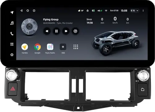 Магнитола для Toyota Land Cruiser Prado 150 2009-2013 (поддержка JBL) - Teyes LUX ONE ROUND монитор 12.3" 2K QLED на Android 10, Быстрая, CarPlay, 4G SIM-слот