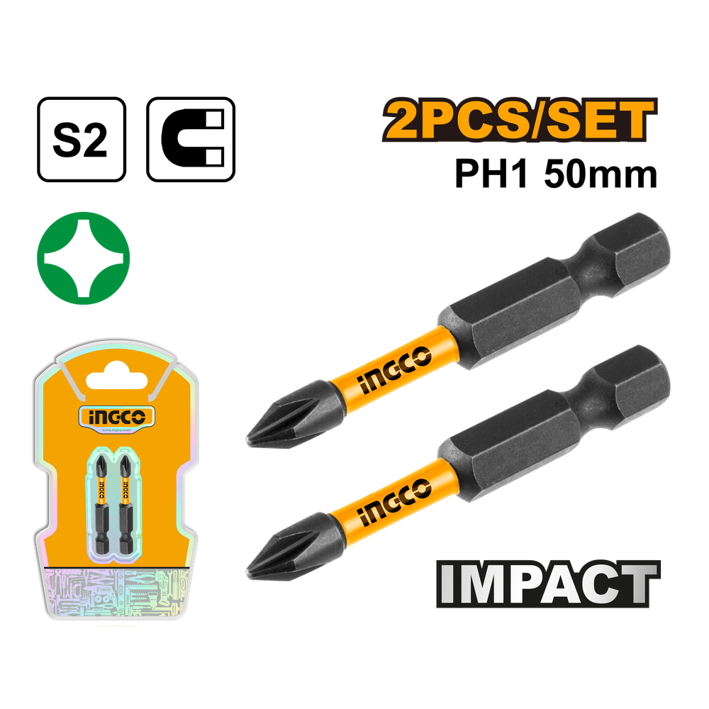 Набор ударных бит IMPACT INGCO SDBIM71PH150 INDUSTRIAL РН1х50 мм 2 шт. Набор ударных бит IMPACT INGCO SDBIM71PH150 INDUSTRIAL РН1х50 мм 2 шт.