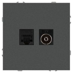Розетка ЭРА Galaxy 15-3110-06 комбинированная RJ45+TV IP20 графит | Эра Galaxy