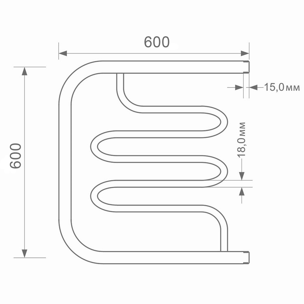 Полотенцесушитель MIXLINE СВОБОДА ПМ2/симпл пм2 60х60 1''