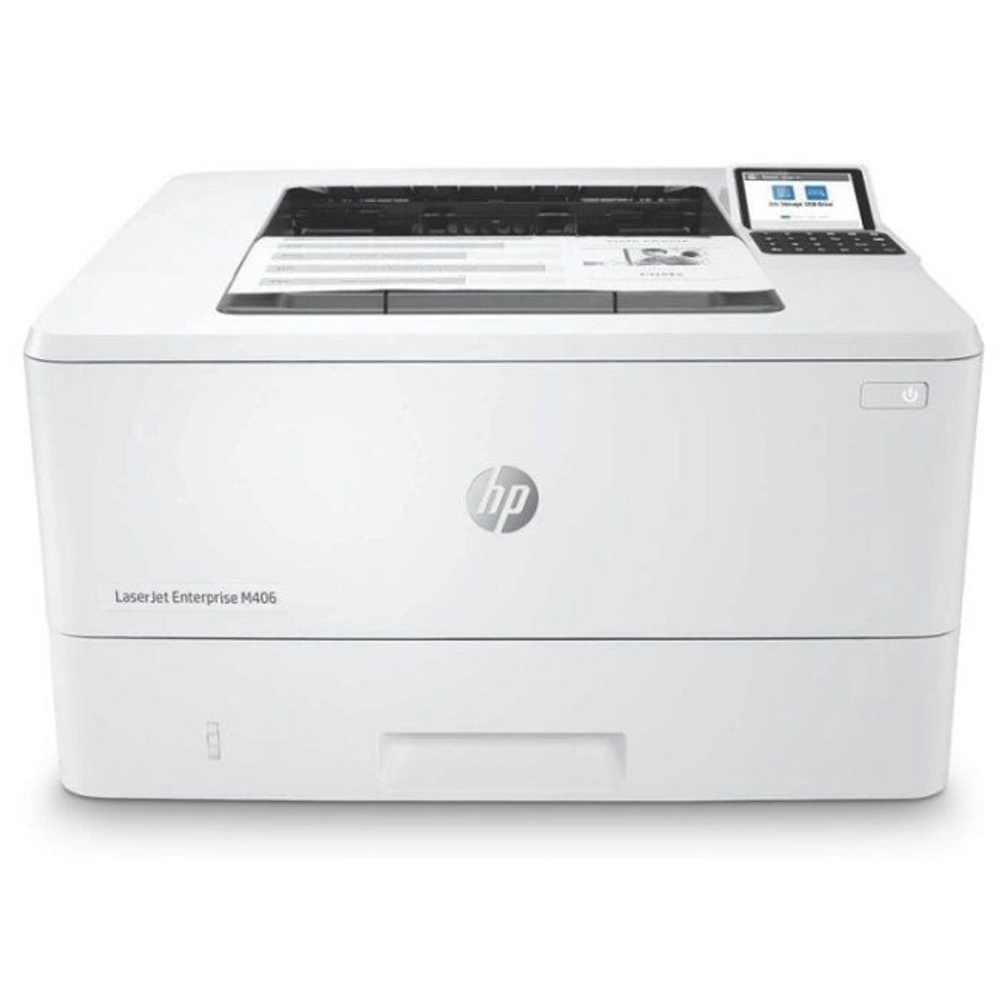 Принтер HP LaserJet Enterprise M406dn, лазерный, A4, 1200x1200 dpi, 38 стр/мин, RJ-45, USB 2.0 (3PZ15A)