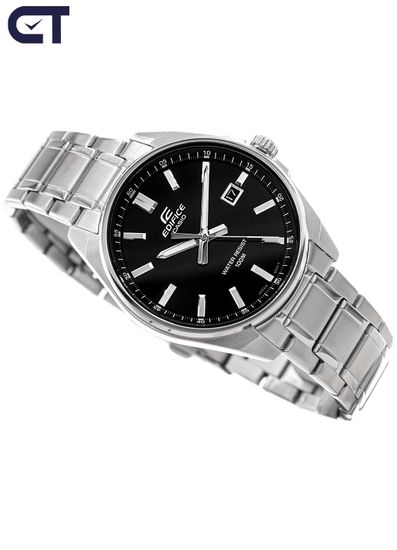 Casio EFV-150D-1A Edifice часы наручные мужские — тонкая стальная классика с чёрным циферблатом