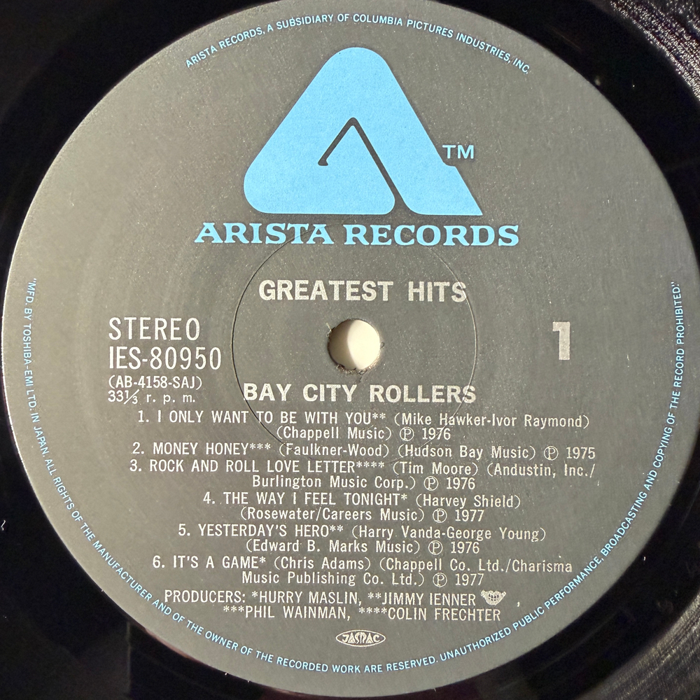 Bay City Rollers ‎– Greatest Hits (Япония 1977г.)