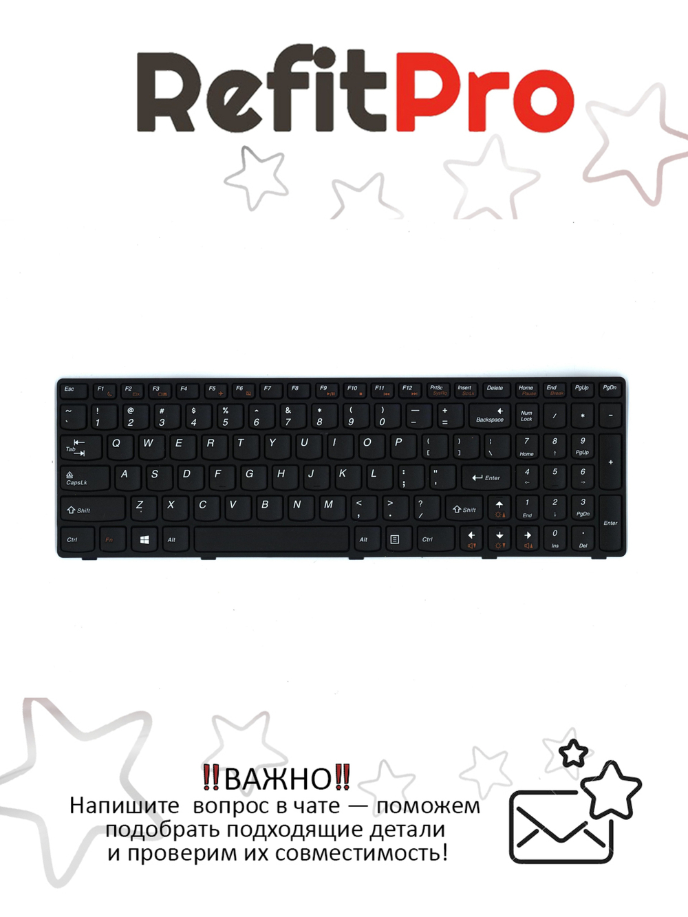 Клавиатура для Ноутбука Lenovo G580 / G585 английская, черная (25206719)