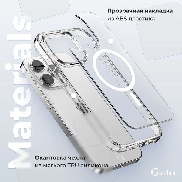 Чехол силиконовый Gurdini Alba Series для iPhone 16 Pro Max Прозрачный