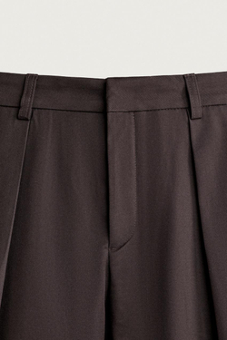 ZARA БРЮКИ RELAXED FIT СО СКЛАДКАМИ, БУРГУНДИ