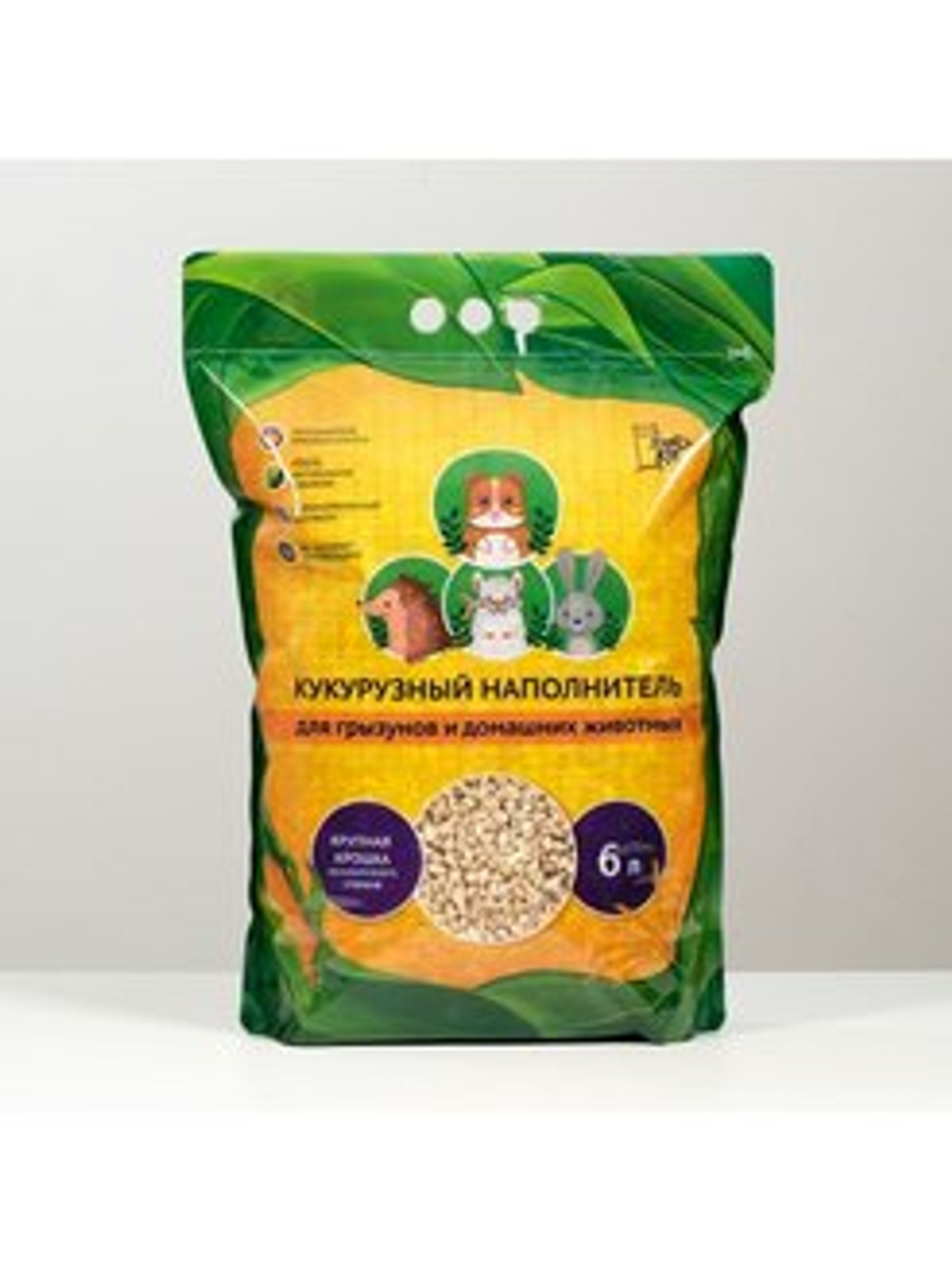 ЗОЛОТОЙ КОТ Кукурузный наполнитель для грызунов 6 л