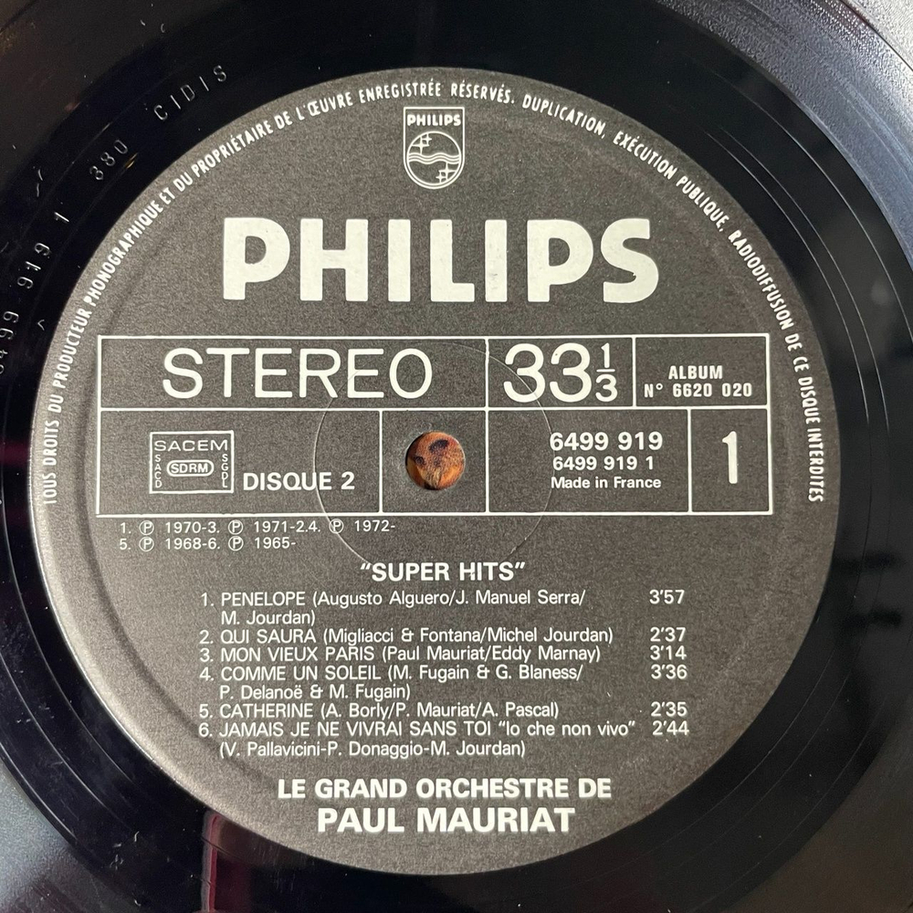 Винтажная виниловая пластинка LP Поль Мориа Le Grand Orchestre De Paul Mauriat Super HitsToccata and Penelope Vol.1 (France 1974)