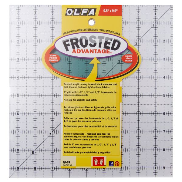 Линейка для пэчворка Frosted, градация в дюймах 9х9'', квадрат, Olfa
