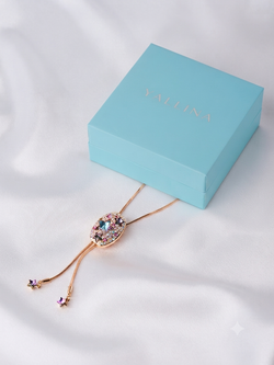 Колье-галстук Звездное небо с подвесками и фиолетовыми кристаллами Swarovski