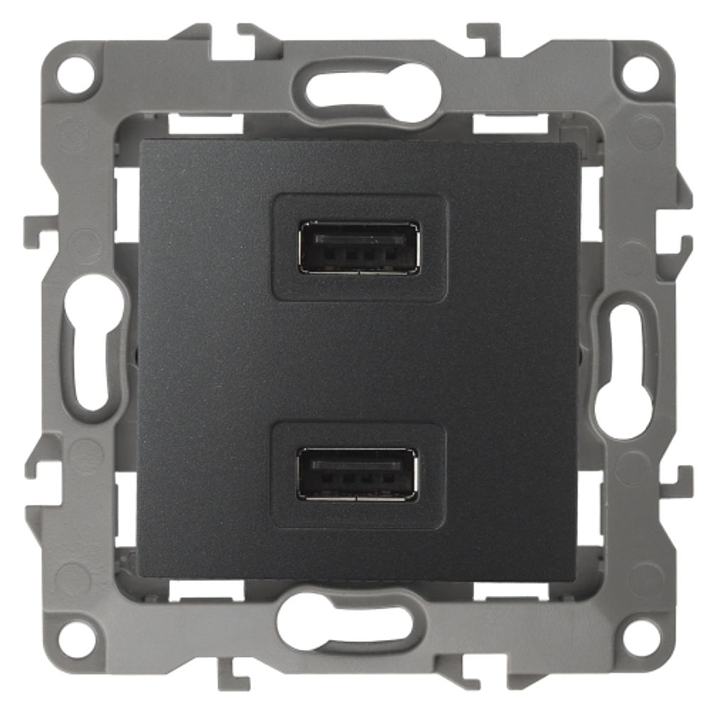 12-4110-05 ЭРА Устройство зарядное USB, 230В/5В-2100мА, IP20, Эра12, антрацит | Эра 12