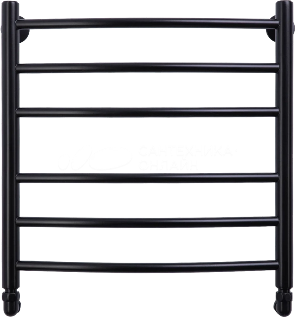 Полотенцесушитель водяной 55x55 см, черный матовый, лесенка