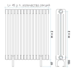 Радиатор стальной IRSAP TESI/3 0400 20 секций, цвет 01, подключение 25, 2 ножки