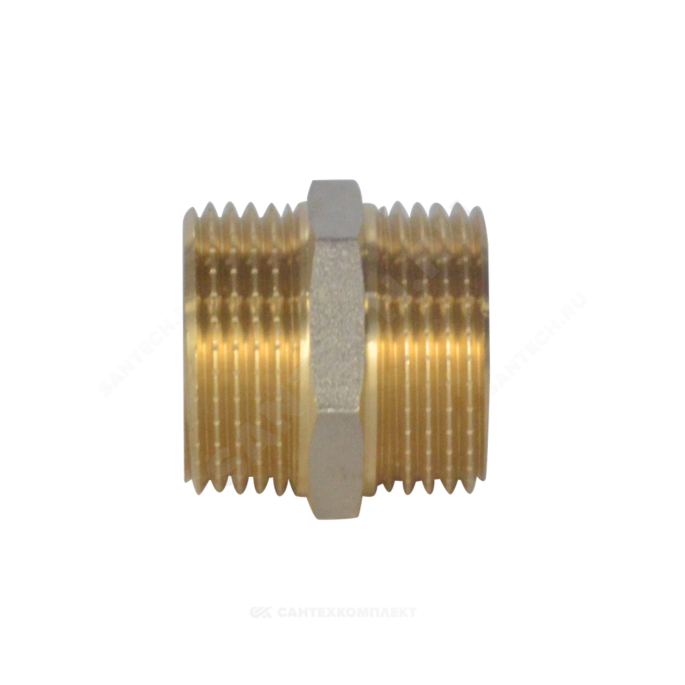 Ниппель латунь никель Ду 20 (3/4") НР 9022 ГОСТ 32585-2013 Aquasfera 9022-02