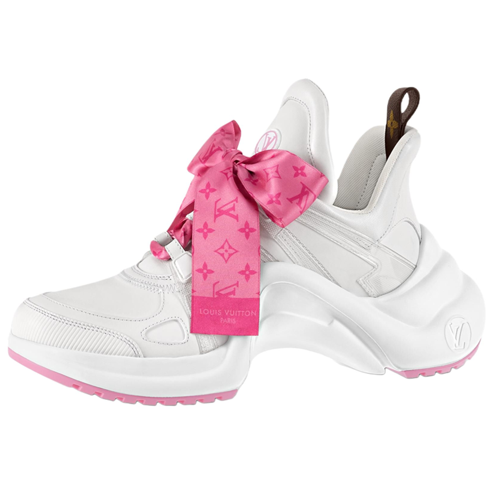 LOUIS VUITTON Archlight 1.0 Sneakers "White With Pink Monogram Ribbon" Women"s