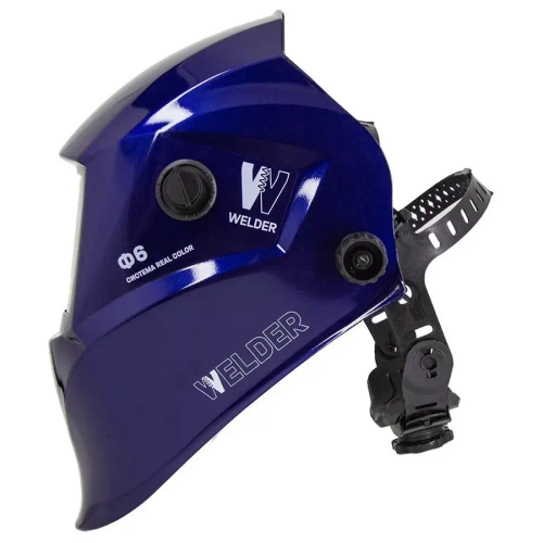 Маска сварочная WELDER PRO Ф6 REAL COLOR Хамелеон 93x43 мм, DIN 4/9-13 (Внеш.регул), цвет Ультрамари WDP-Ф6-П-Ультрамарин