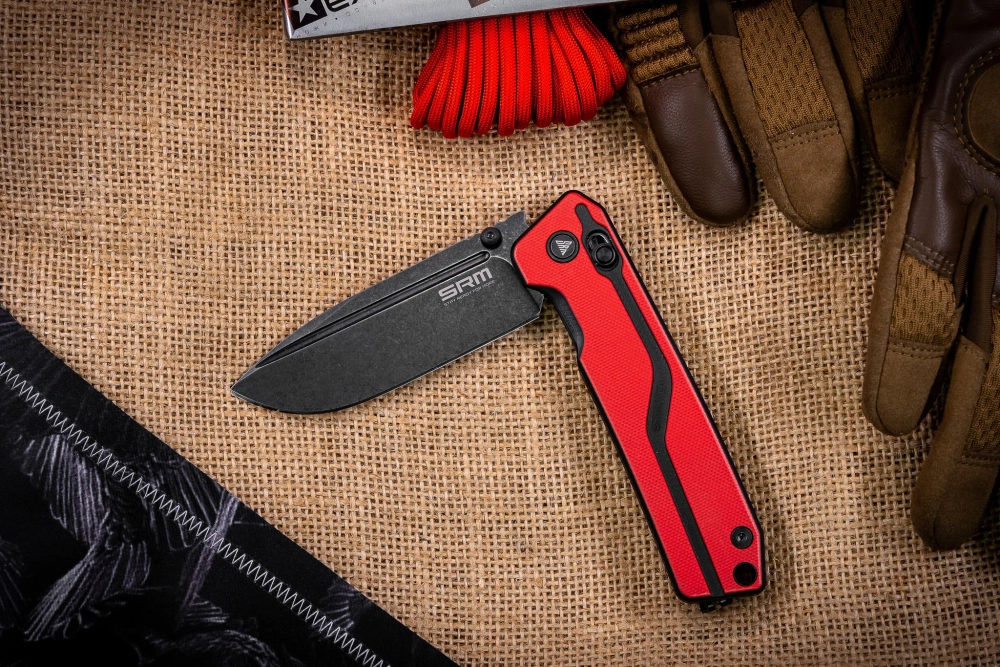 Складной нож SRM Rubik Large BlackWash сталь 10Cr15CoMoV рукоять Red/Black G10 (7228L-GV2)