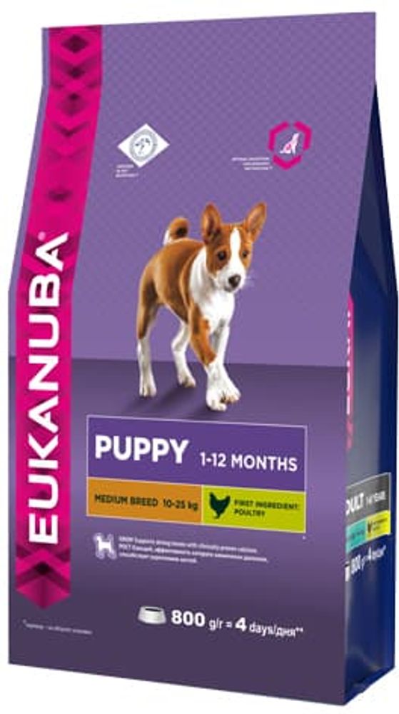 EUK Dog корм для щенков средних пород 800 г (Россия) EUK Dog корм для щенков средних пород 800 г (Россия)