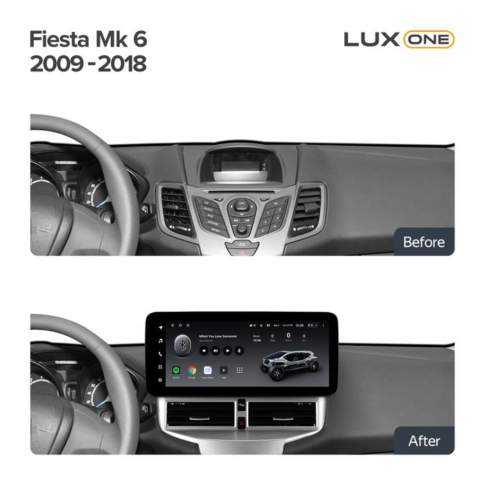 Магнитола для Ford Fiesta MK6 2012-2018 (голубой БК) - Teyes LUX ONE 360 монитор 12.3" 2K QLED на Android 10, Быстрая, CarPlay, 4G SIM-слот, 4 камеры в комплекте