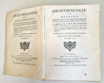 "Орнитология или метод, содержащий разделение птиц на отряды. (Ornithologie ou methode contenant la division des oiseaux en ordres)". Mathurin-Jacques Brisson (Матюрен-Жак Бриссон). 0г.