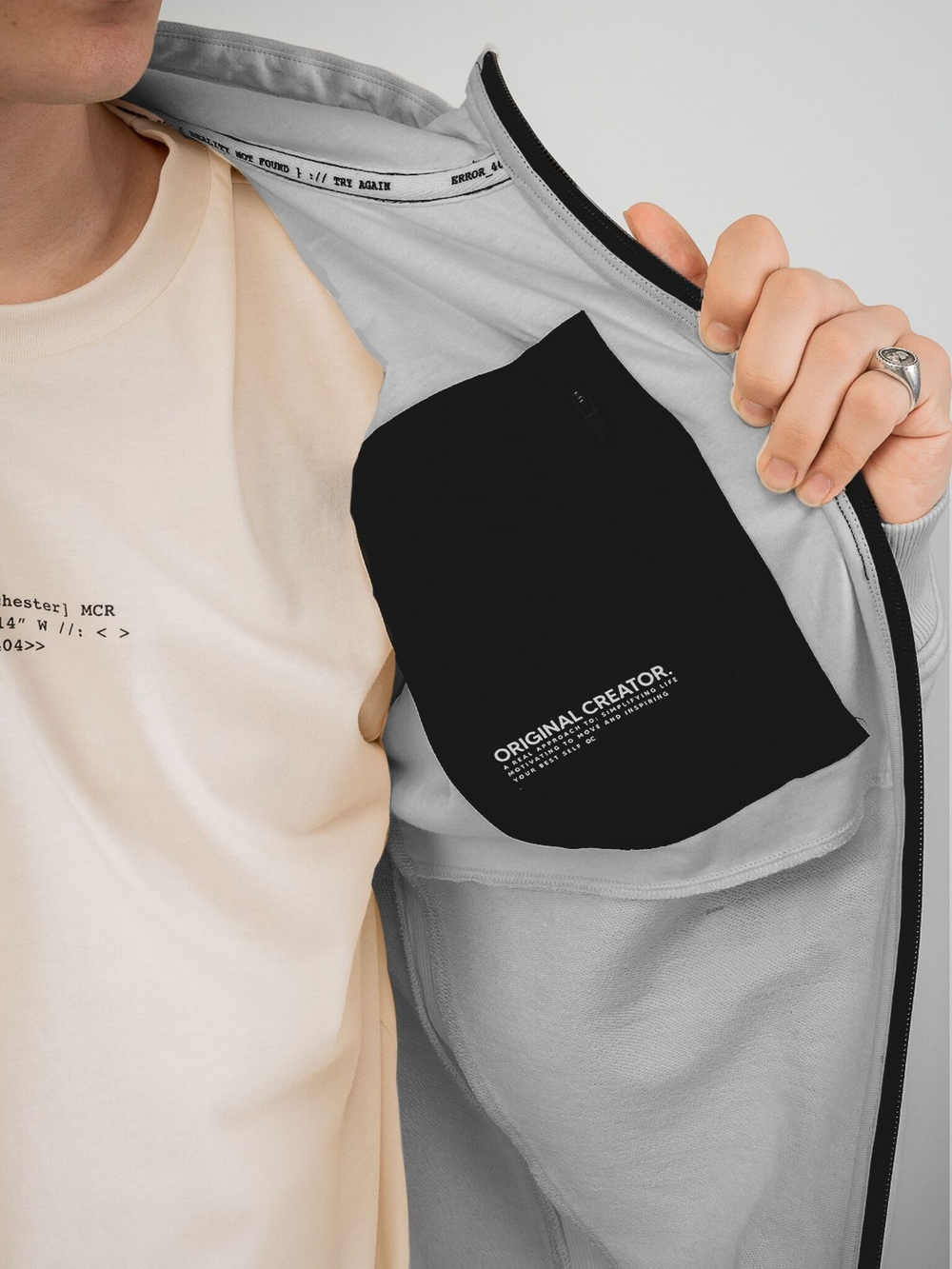 Толстовка мужская ORIGINAL CREATOR ERROR_404 ZIP HOODIE, Серый